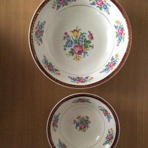 2 Vintage "Tudor Rose" Swinnertons Staffordshire Made in England bowls floral